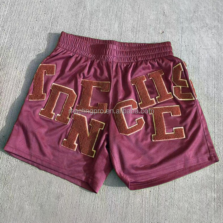 Customized Labels Breathable Fit Casual Print Jogger Sports Gym Running Basketball Mesh Shorts for Men