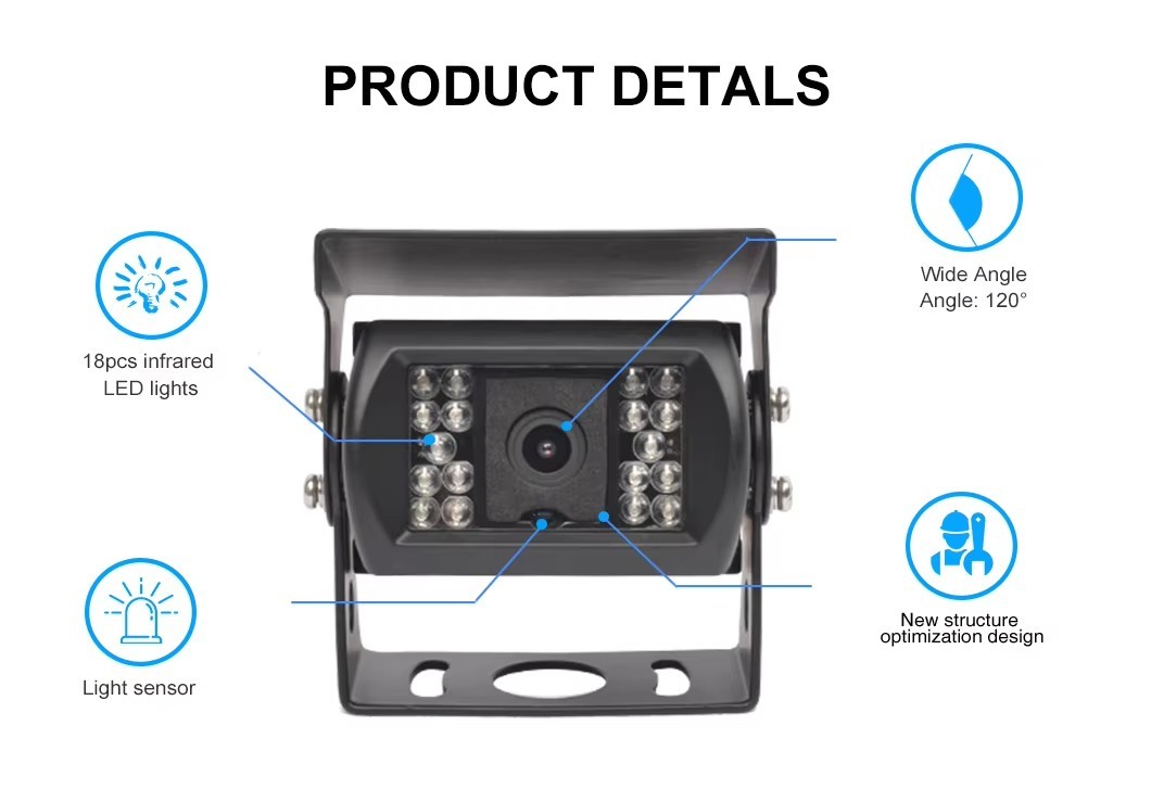 AHD HD IP68 Waterproof GPS CCTV Monitoring Camera 700TVL/800TVL Wired Backup Camera System
