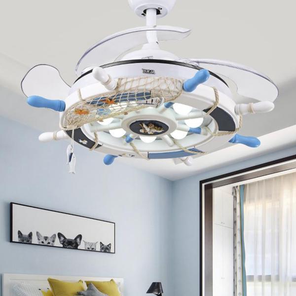 Creative fan lamp with remote control light for child baby bedroom living room