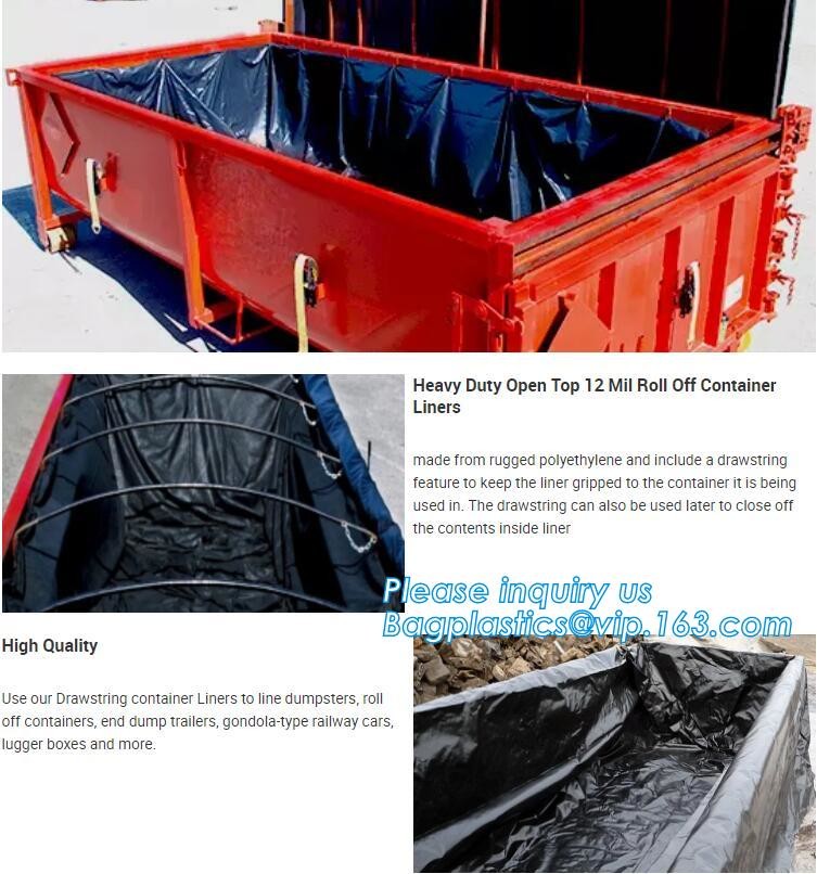 Dumpster 6Mill Open Top Roll Off Drawstring Container Liners,Open Top Drawstring 6 Mil Roll Off Container Liners, BAGEAS