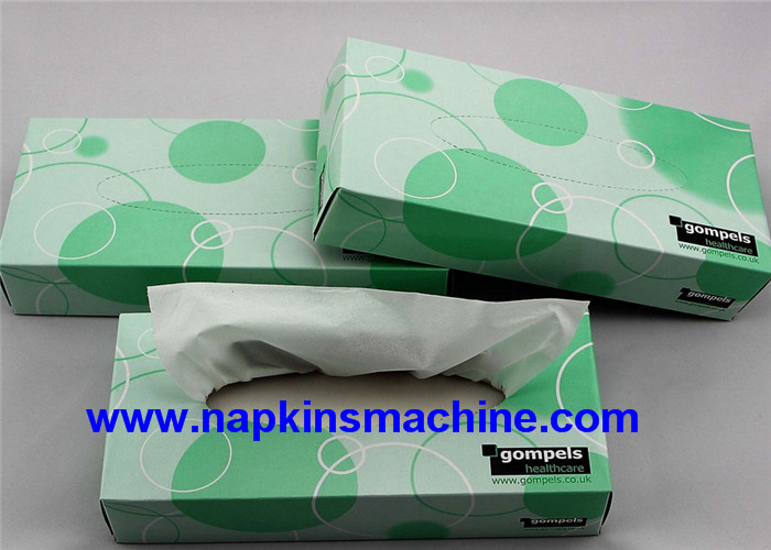 Facial tissue box packer machine with America Nordson glue applicator