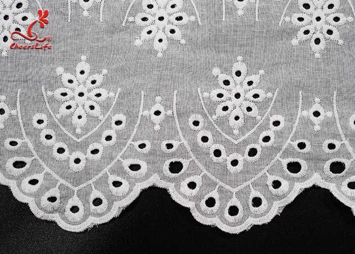 120Cm White Cotton Eyelet Chicken Voile Embroidery Lace Eyelet Fabrics