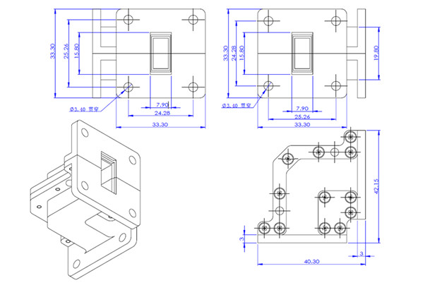 Rectangular Rf Microwave Filter , Waveguide Cavity Filter Low Insertion Loss