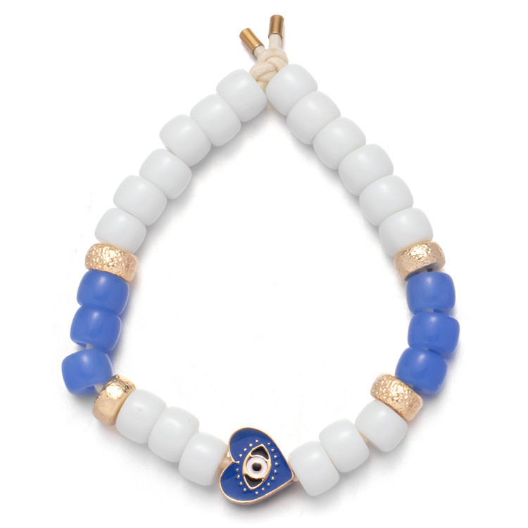 Eve Eyes Enamel Forte Beads Bracelet Elastic Adjustable With 2.0mm Enlarge Hole