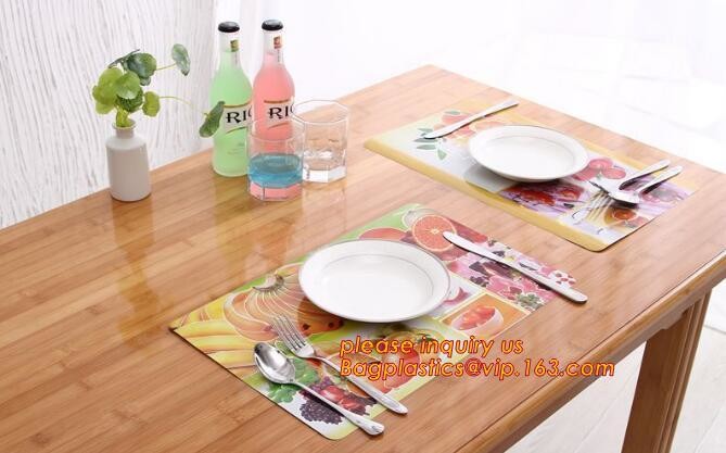 Heat insulation PVC Printed Placemat Dining Table Plate Mat,custom hot selling OEM pvc place mat dining table mat for wh