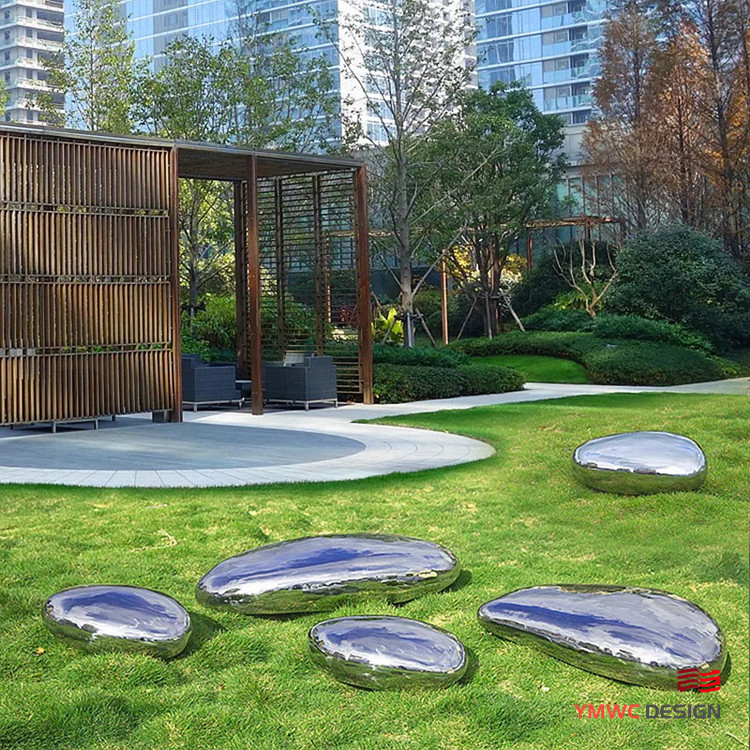 Stainless Steel Modern Style Art Furniture with Pebble Fountain and Mirror Surface