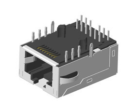 RJ45 Jack 10G with transformer with light and shield, TAB-UP H=11.3