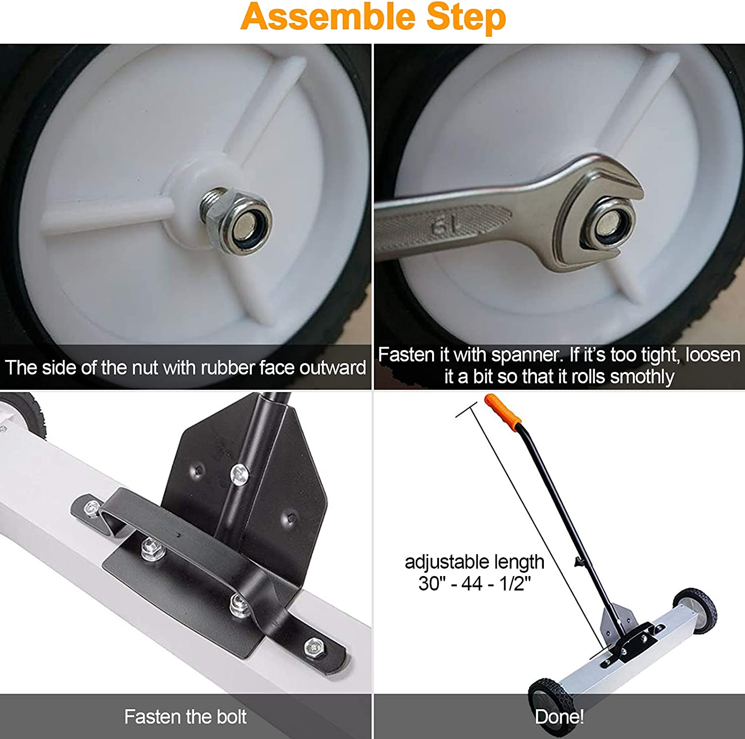 7'' 18cm Wheels Hand Push Magnetic Nail Screws Sweeper for Easy and Effective Pickup
