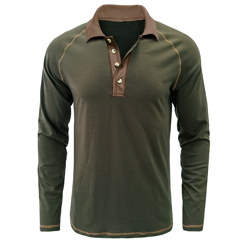 100% Cotton Long Sleeve Polo T Shirts MACTING Custom Logo Embroidered Casual Golf Jersey