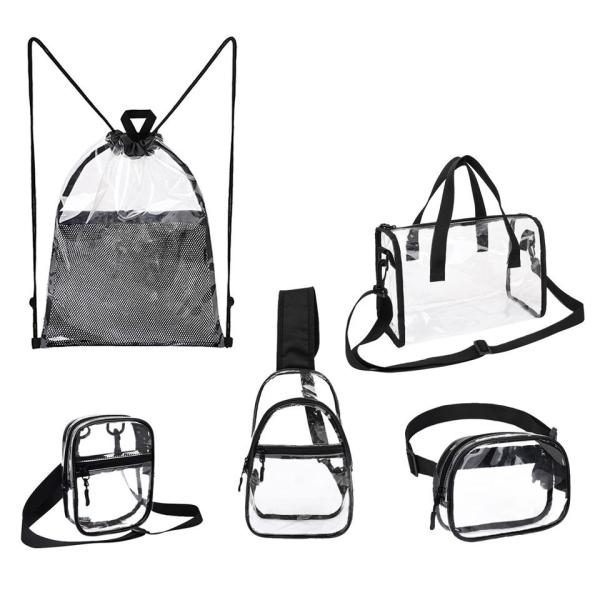 Fashion Square Mini Transparent Colored Triple Zipper Small Clear Purse Fanny