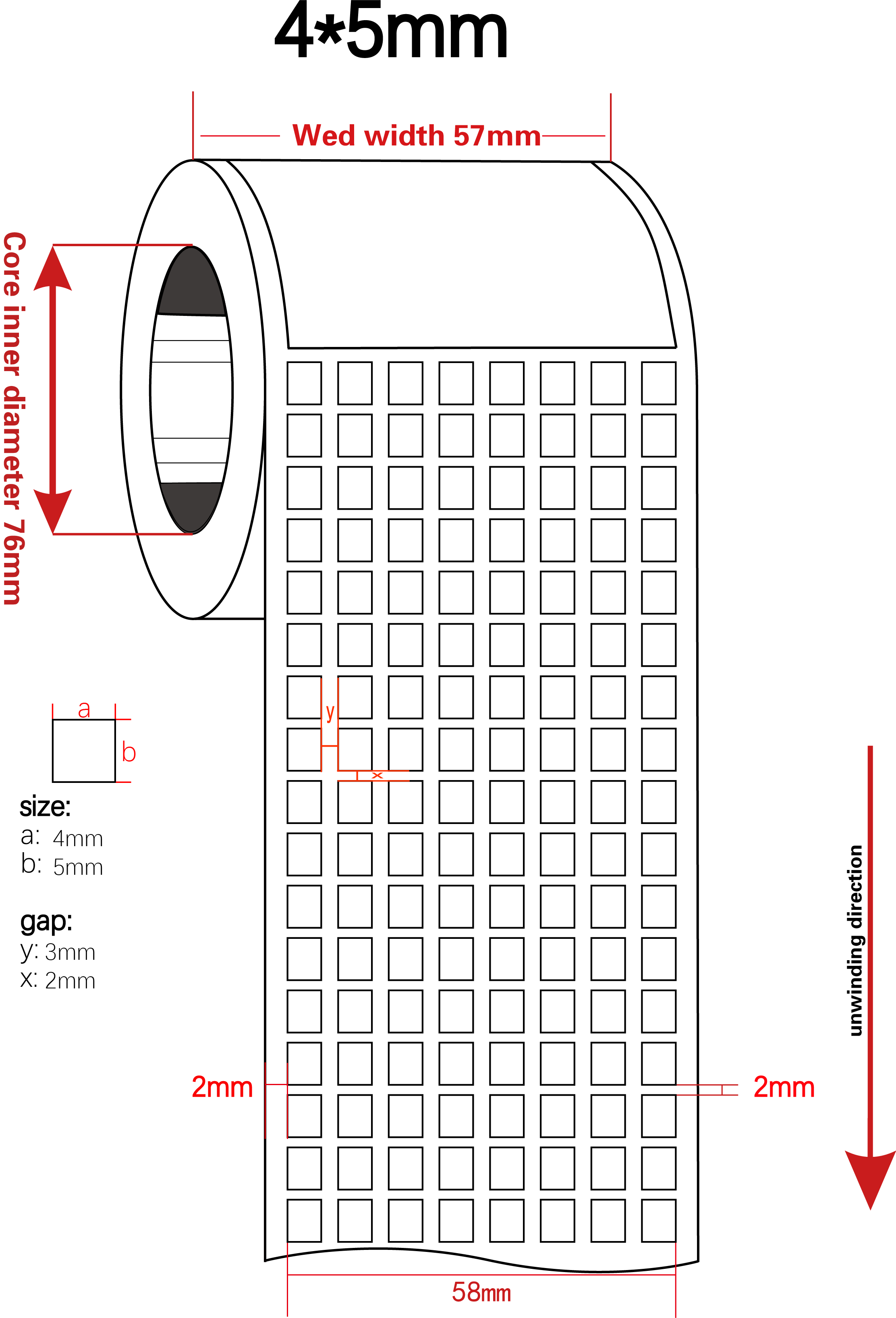 4mmx5mm Permanent Adhesive Label 1mil White Matte High Temperature Resistant Polyimide Label For 8 Row