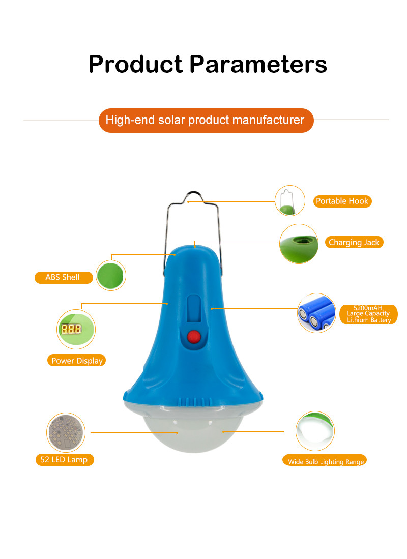 Cell Type Solar Powered Light Lithium Build-In Battery With Switch Emergency Rechargeable