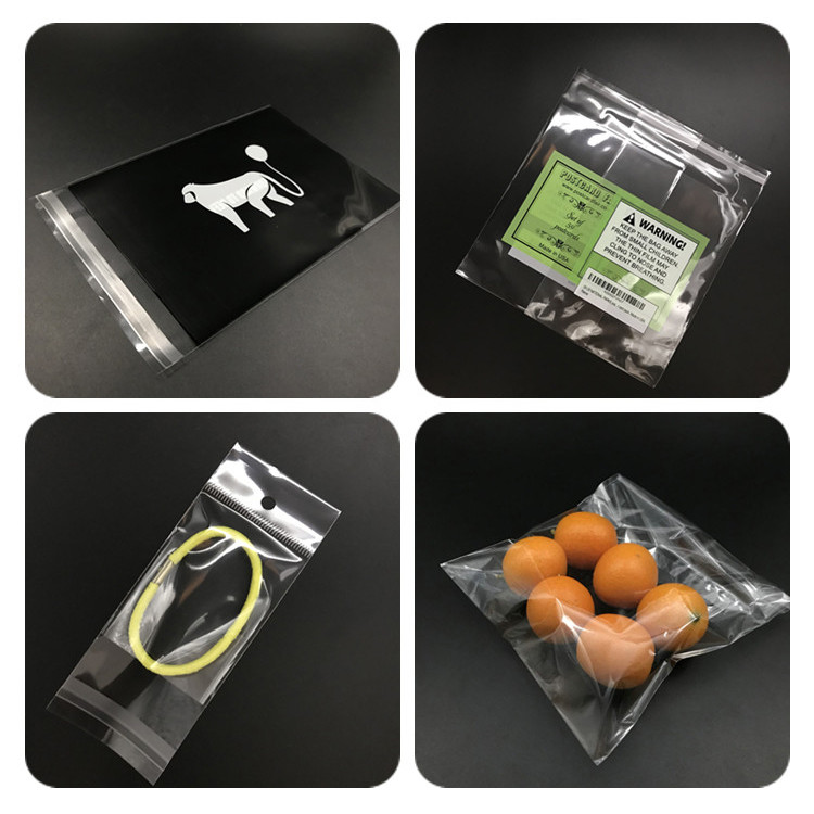 Self Adhesive Transparent Opp Plastic Bag , 2mil / 0.05mm Stationery Gift Header Bags Packaging
