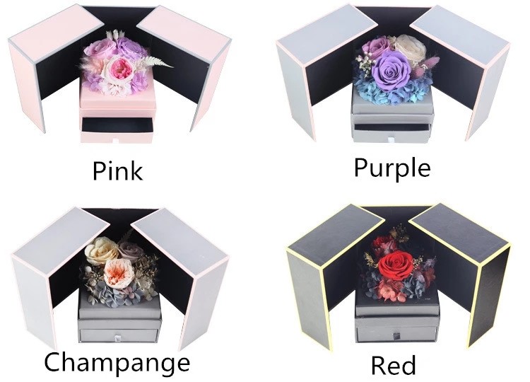 Best Valentines′ Day Gift Everlasting Real Preserved Rose Flower in Drawer Gift Box for Wife or Girlfriend