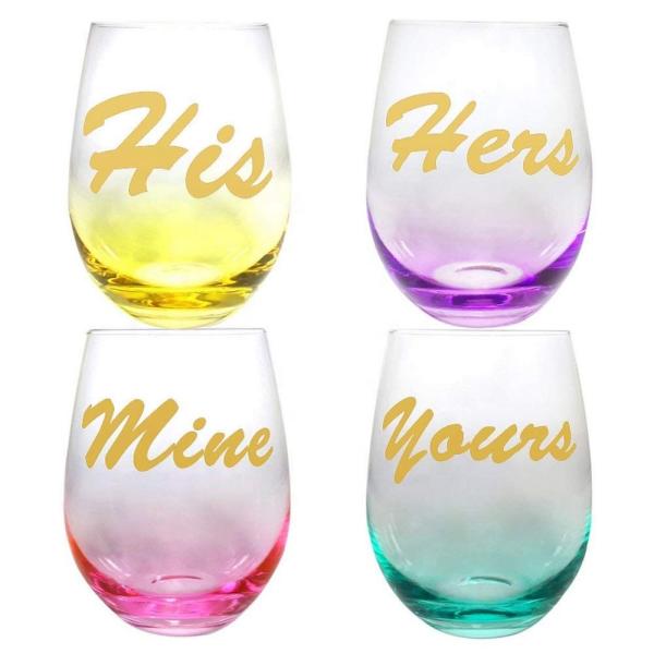 Egg Shape Stemless Clear Wine Glass ，Clear Stemless Wine Glasses With Golden