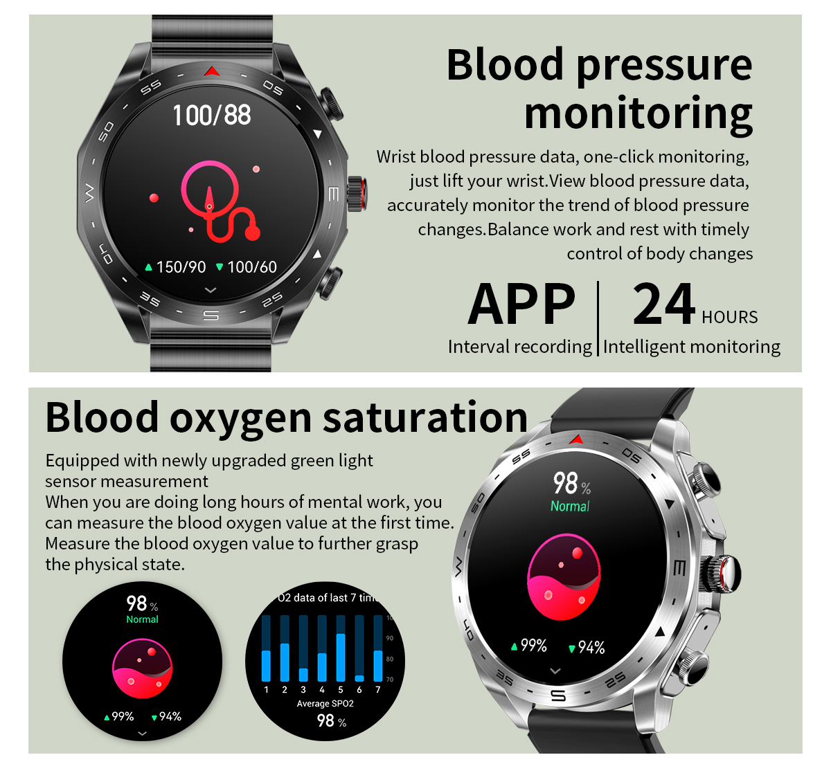 IPS Screen IP67 Waterproof Wireless Earphone Smart Watch Music Bracelet 1.52 Quot