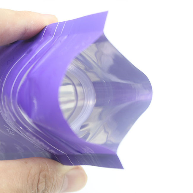 Custom Logo Purple Plastic Stand up Zip Lock Pouch Packaging Mylar Bags with Window