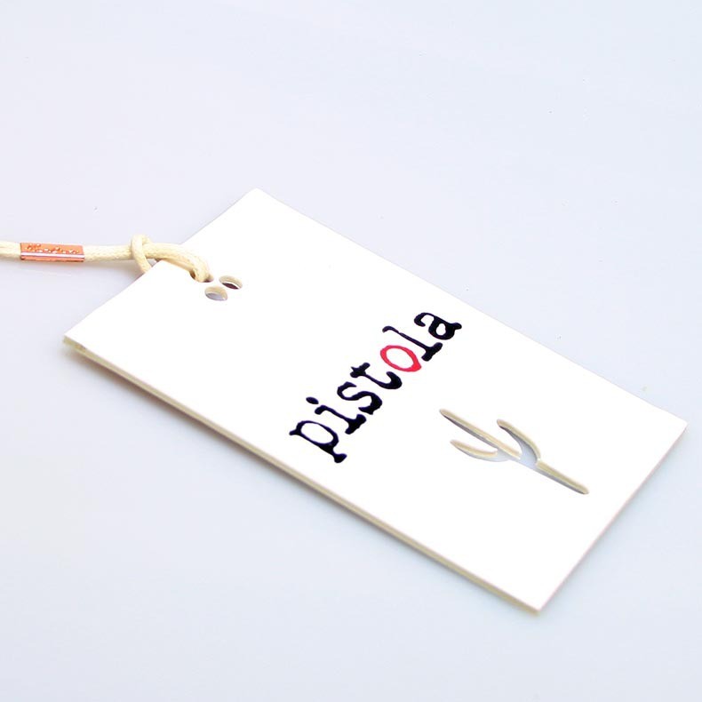 Gold Foil Printed Hangtag High Quality Custom Paper Brand Apparel Product Tags, Logo Pink Tag String Clothing Hangtag