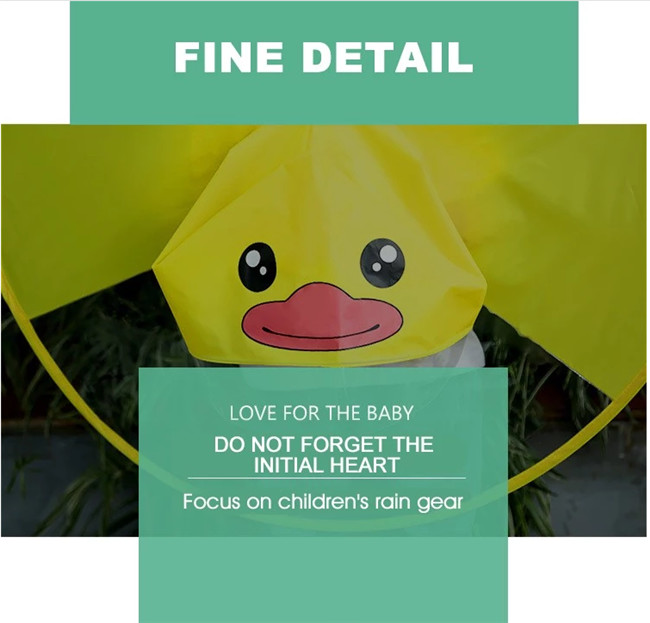 Little Childrens Rain Poncho , Yellow Duck Rain Umbrella Universal Gender