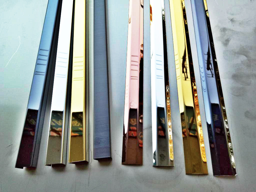Mirror nickel silver colored stainless steel trim L shape trim strips