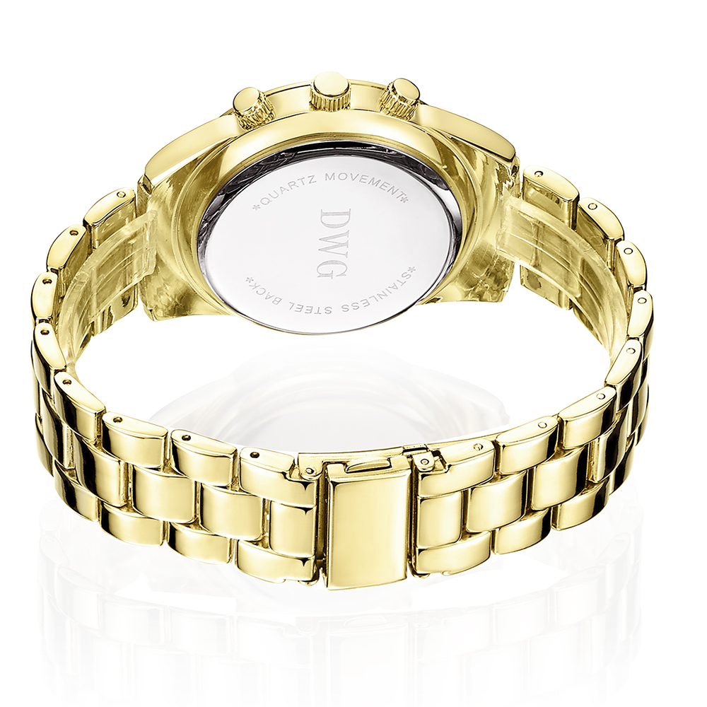 24k Gold Brass Wrist Watch , Quartz Japan Movt Womens Watch Water Resistant