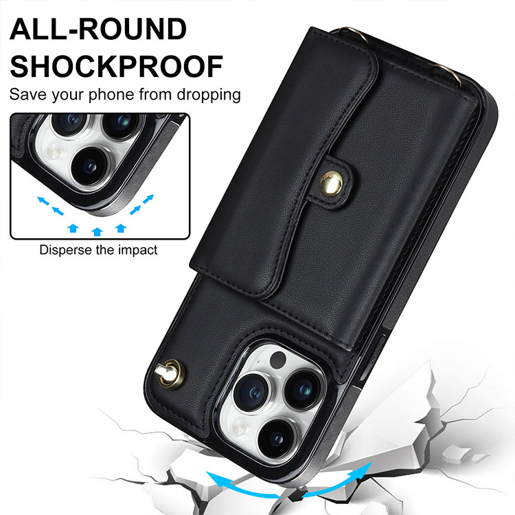 Iphone 13 12 15 14 Pro Max Mini Wallet Bag Card Holder Slim Case With Lanyard Y Support Wireless Charge