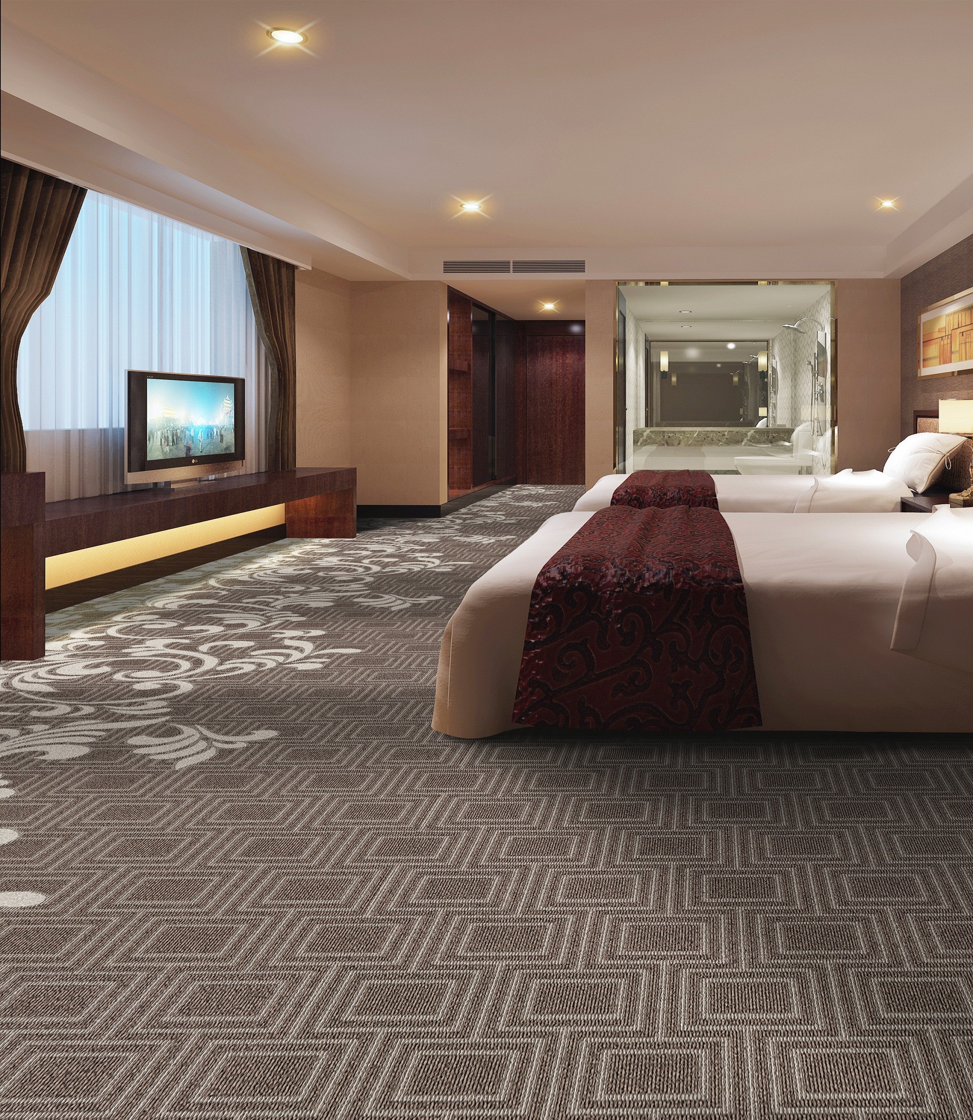 Wool blended carpet 30%wool 70%polyester Cut pile carpet pile height 8mm Width 4m
