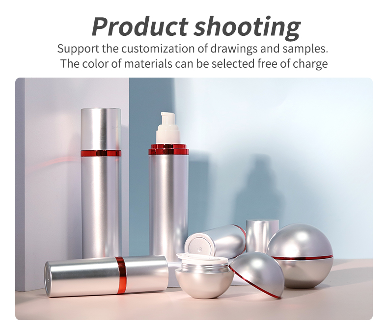 Cosmetic Empty Plastic Bottles 30 50 100 120ml Silver Pump Bottle Luxury For Skin Care