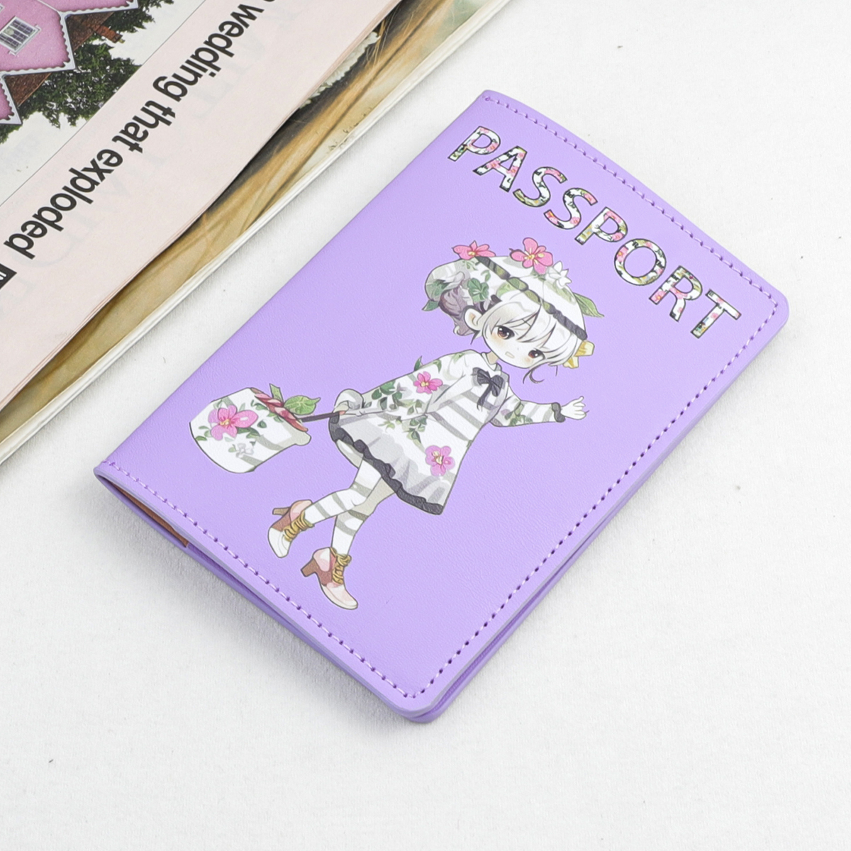 Passport Cover Wallet PU Leather Travel Card Holder Custom Logo UV Printing Unisex 2024