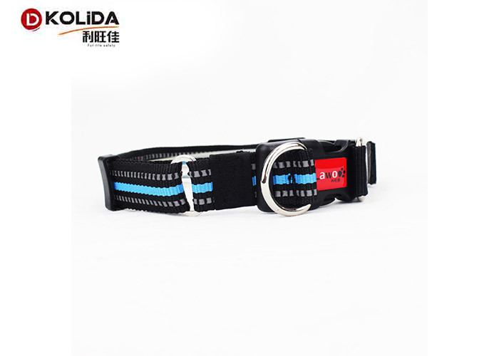 Adjustable Fabric Nylon Dog Collars Reflective Buckle Clip For Pet Lead