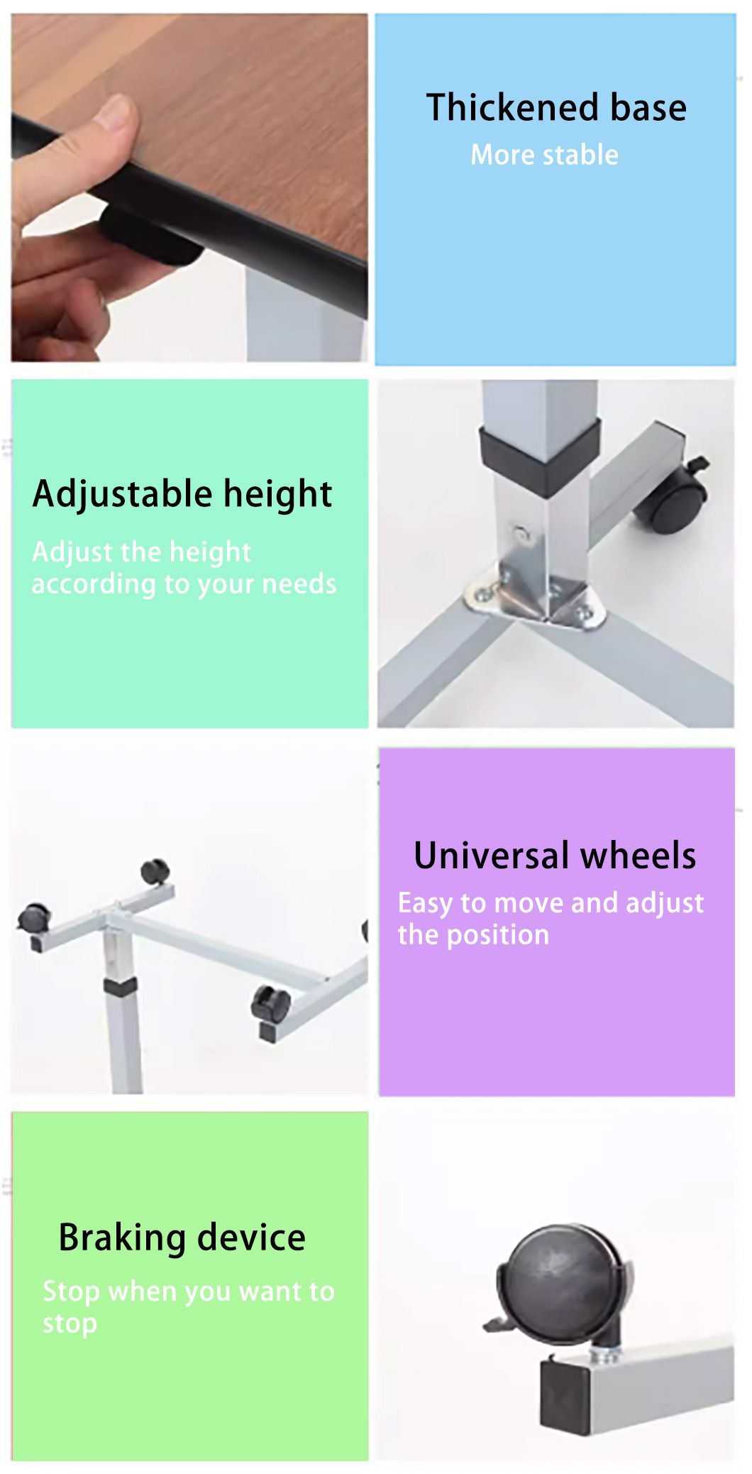 Removable Patient Dining Table Medical Height Adjustable Lift Board Hospital Nursing Bedside Table
