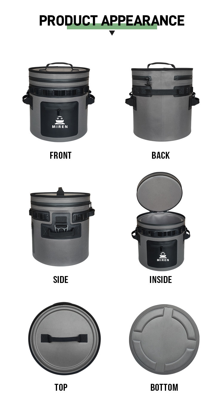25 Can Dark Gray Round Cooler Leakproof And Waterproof Soft Cooler Bag For Outdoor Adventures