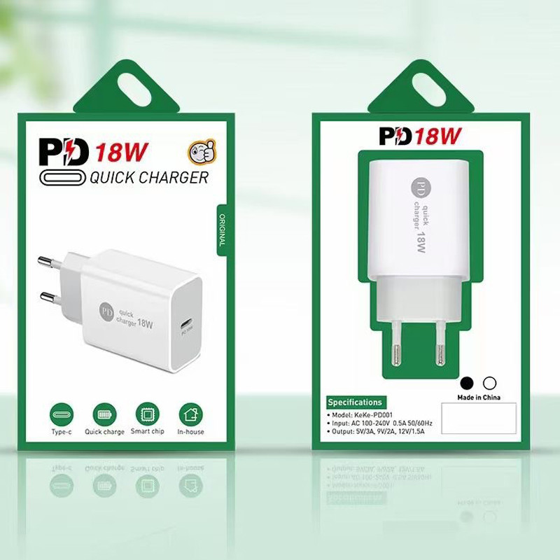 EU US Plug QC3.0 Quick Charger 18W With PE Material Data Cable