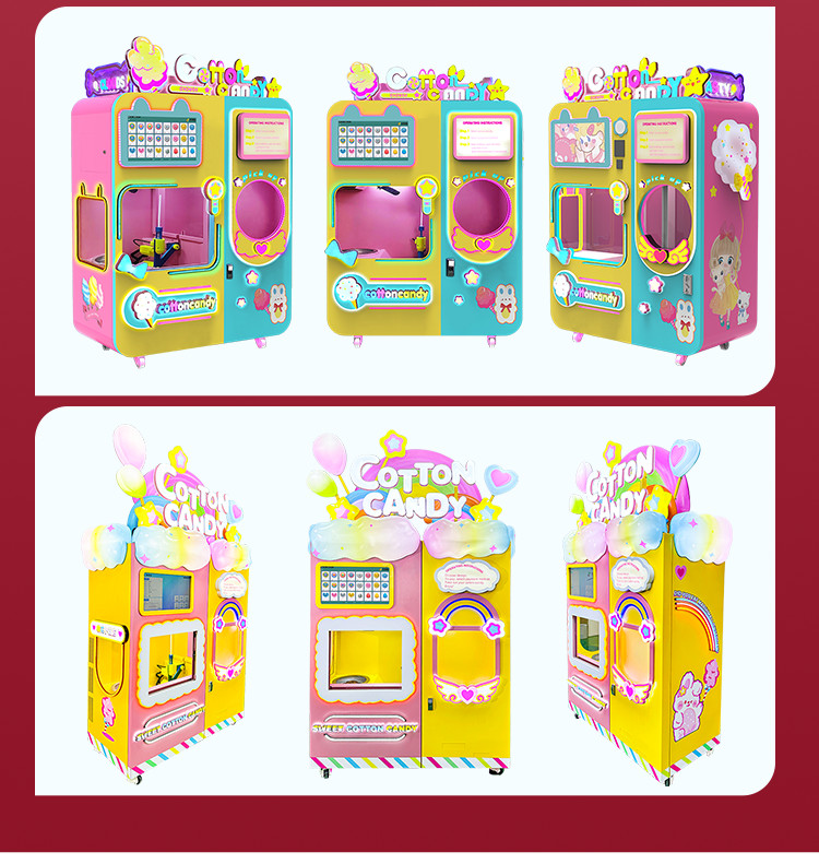 Commercial Coin Vending Machines Fully Automatically Making Cotton Candy