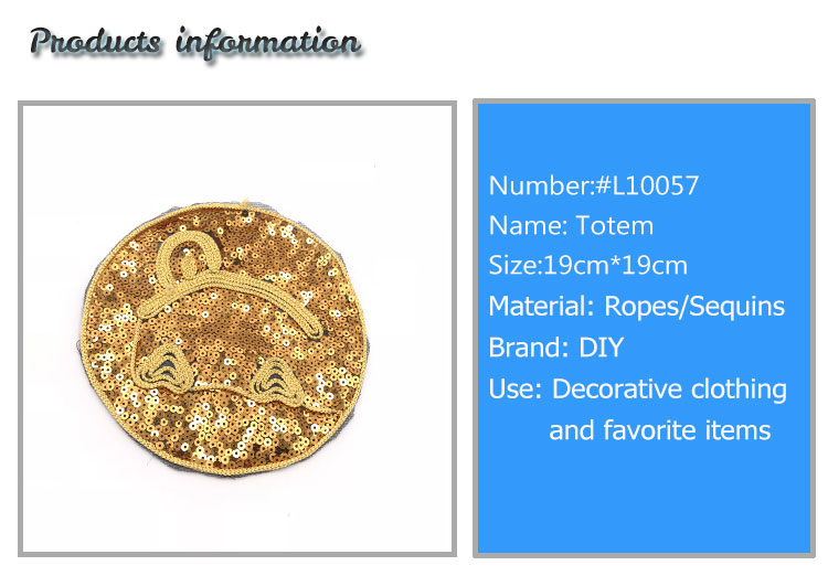 Emoji Totem Reverse Sequin Patch Golden Round Special Design 19*19CM Size
