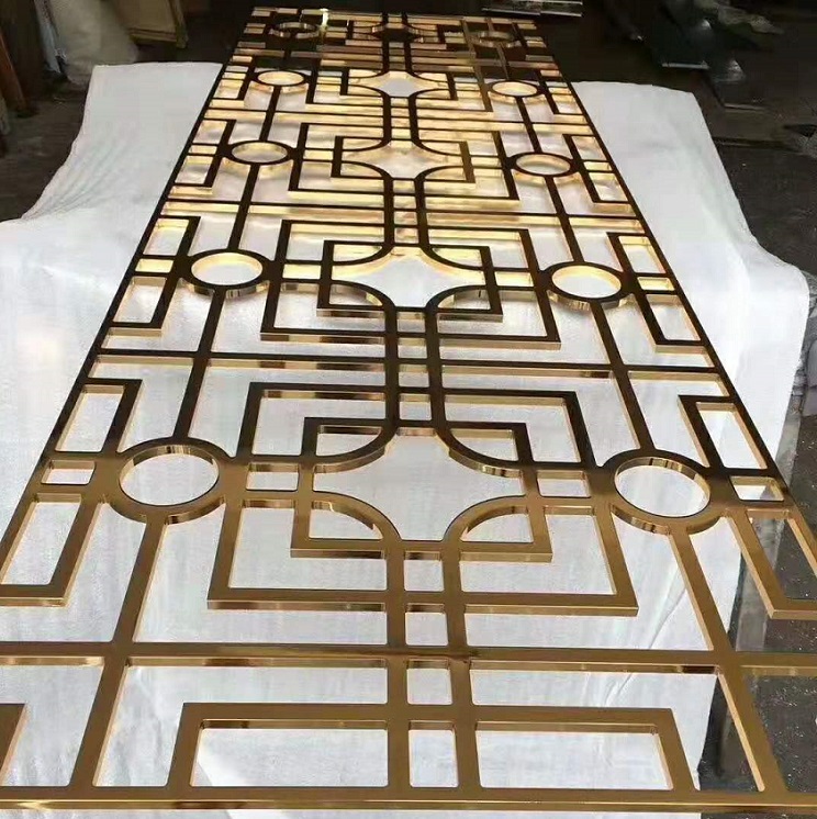 Art deco 3D metal rose gold luxury brushed room divider panel