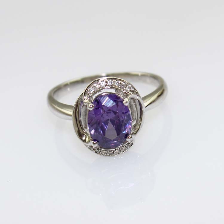 Women Jewelry 7mmx9mm Oval Red Cubic Zircon 925 Silver Ring(R183)