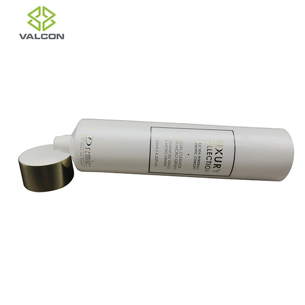 35 MM Diameter Empty Plastic Squeeze Tubes Gold UV Cap For Facial Cleanser