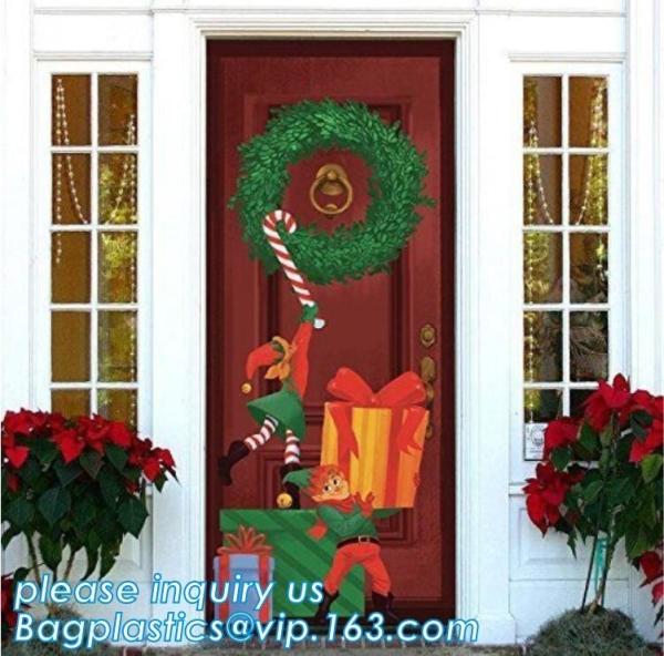 Promotional custom printing plastic door cover PE christmas door/window/wall