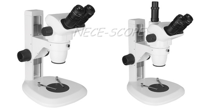 Binocular Compound Stereo Zoom Microscope With 300MM Vertical Sector Base