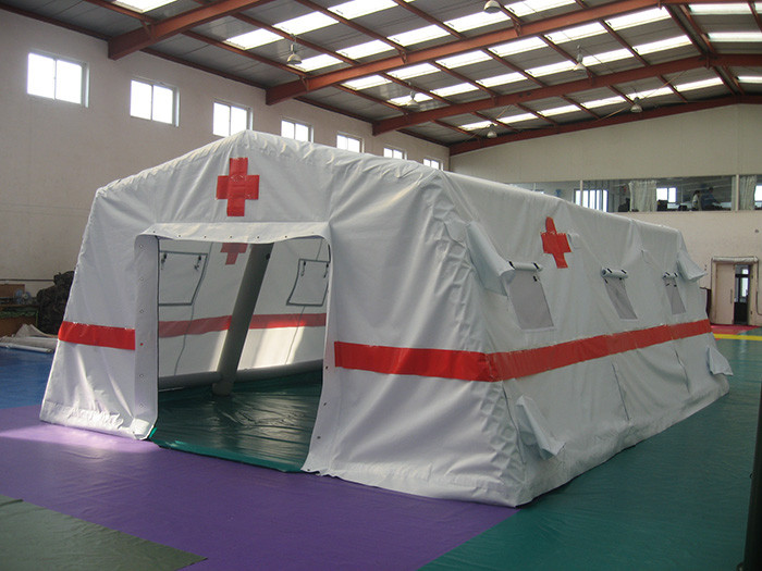 Traditional White Hospital Color Inflatable Tent , 0.65mm PVC Inflatable Emergency Tent