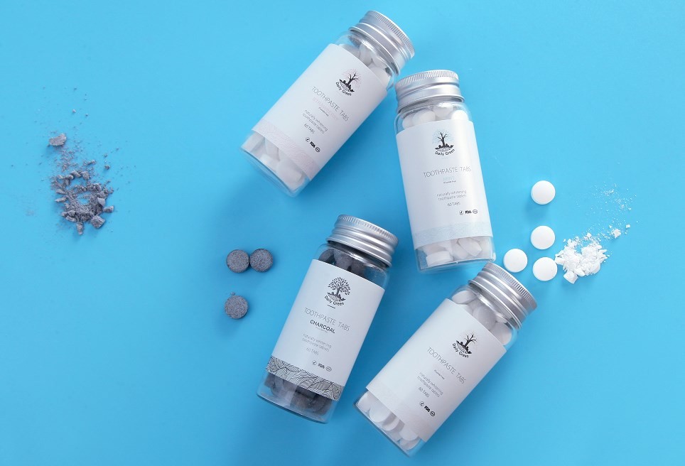 Glass Jar Zero Waste NHAp Toothpaste Tablets For Sensitive Teeth