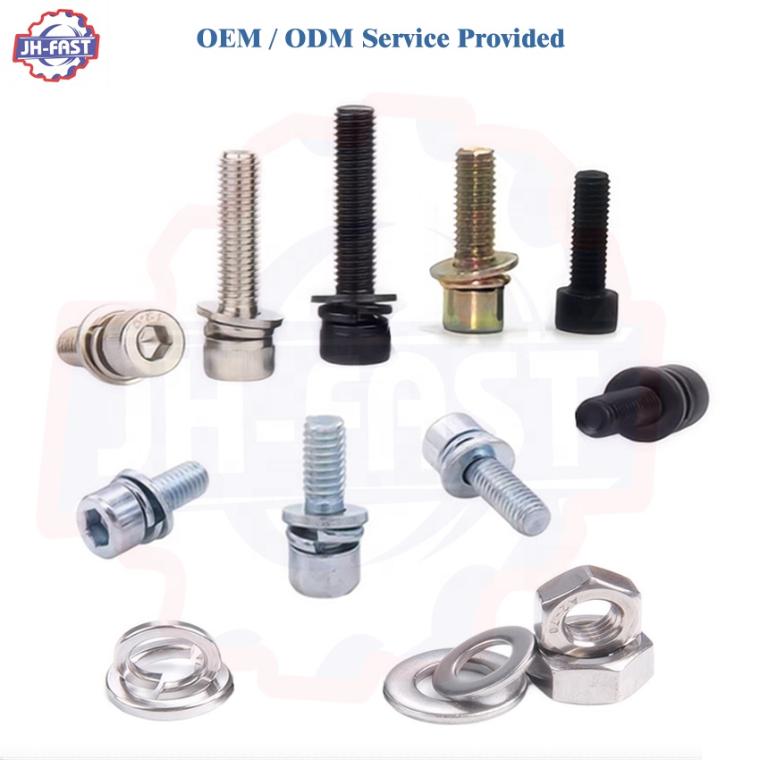 Pan Head Dacromet Black Oxide Three Triple Combination Bolt Screw Assembly