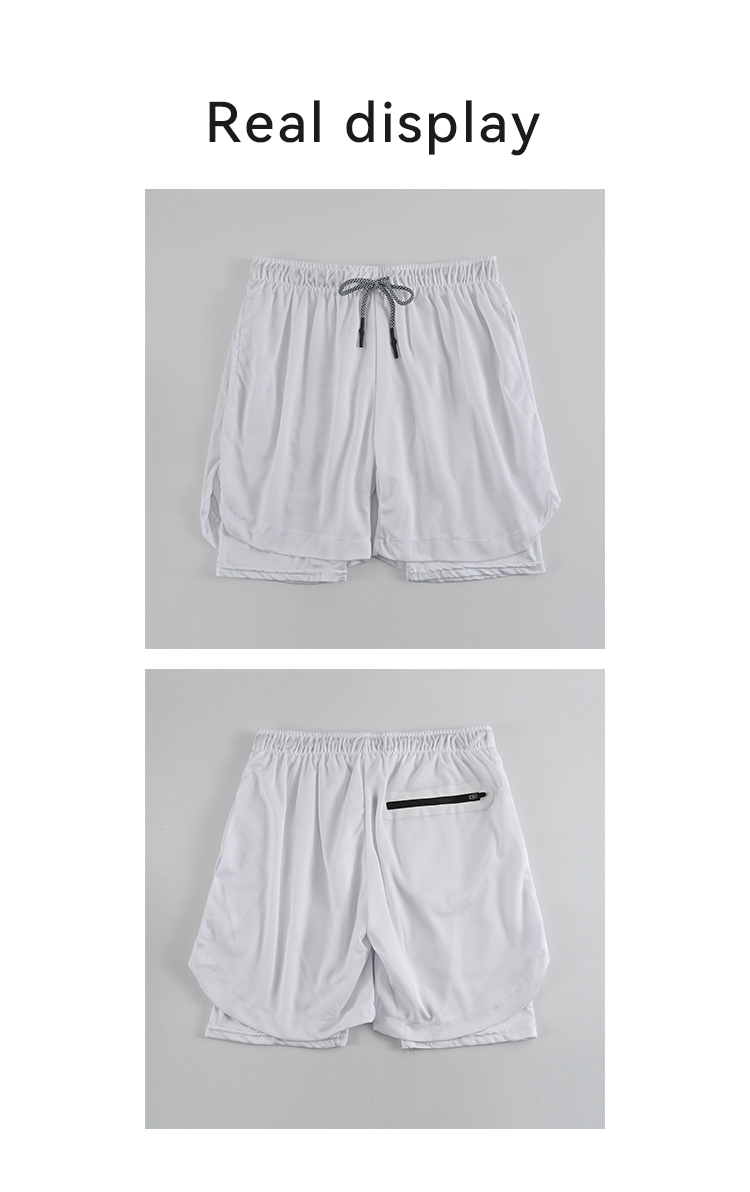 Fit Training Sports Double Layer Workout Pants Elastic Gym Men Cotton Shorts