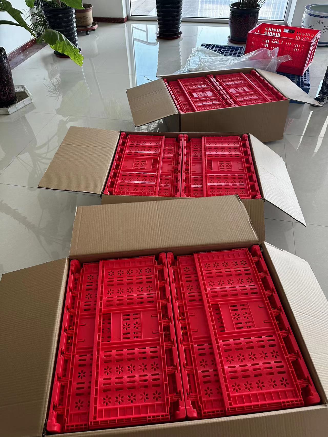 Stackable Tomato Crates Mesh Fruit Packaging for Agriculture Storage PE/PP Material