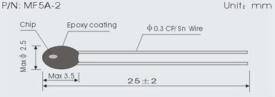Epoxy Coated NTC Thermistors MF5A-2/3 Series 0