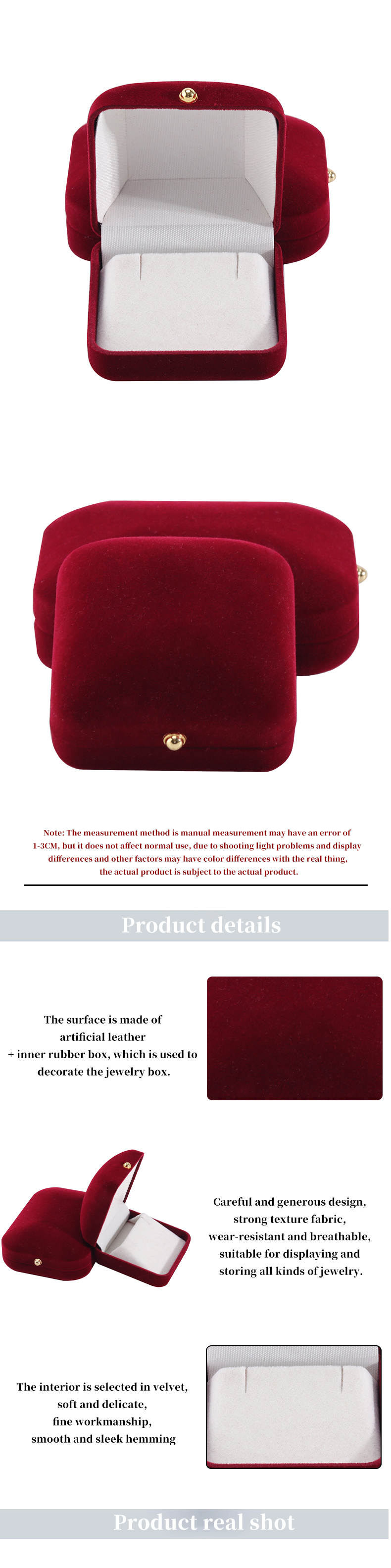 Red Velvet Flocked Jewelry Package for Customized Bracelets Earrings and Necklaces