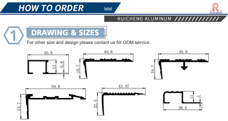 Modern Ceramic Stairs Aluminium Step Edge 6061 / 6063 L Shape Decoration