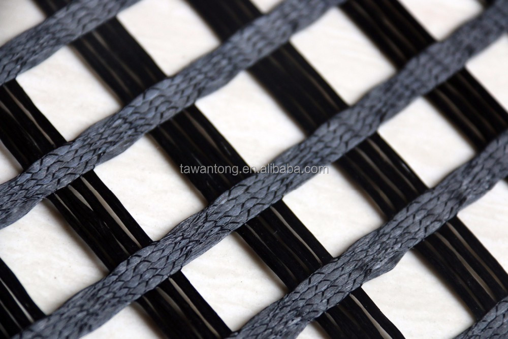 Polyester Geogrid CE / ISO9001 / SGS Certified for Road Construction and Retaining Wall