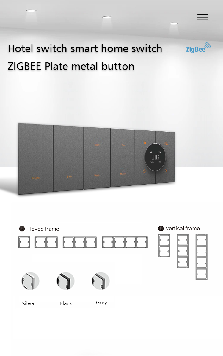 UK Square Box Smart Zigbee Light Switch Plastic Full Panel